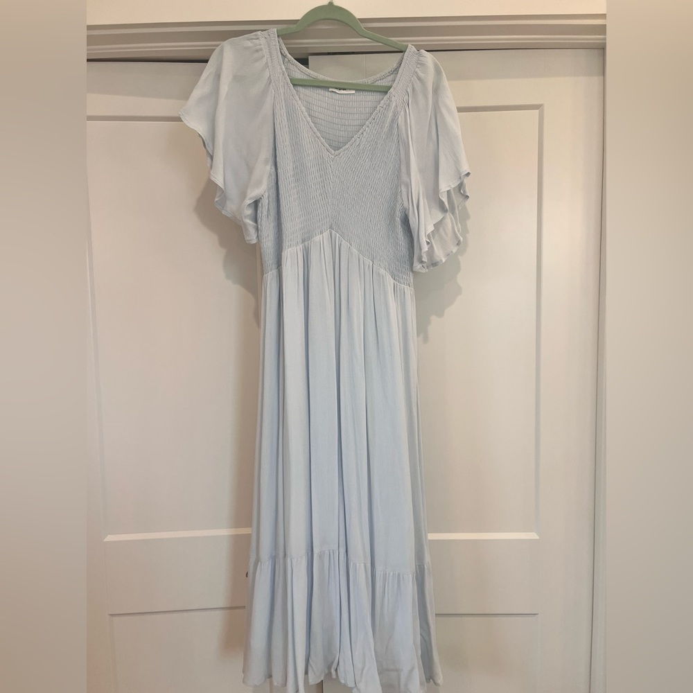 In Loom - size Large maternity dress purchased off PinkBlush. Light blue.